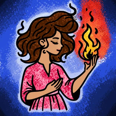 woman with fire