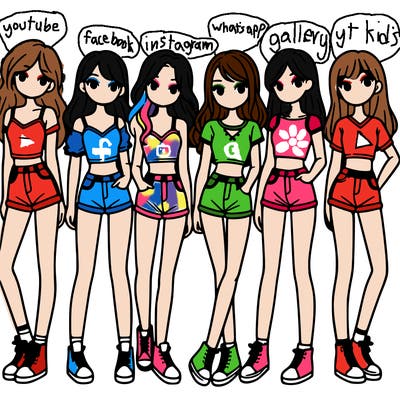 a group of girls wearing crop tops and shorts
