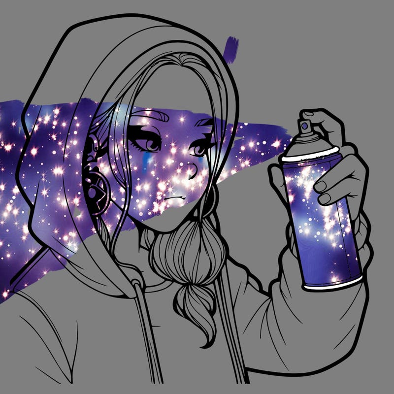 a realistic girl, spray painting