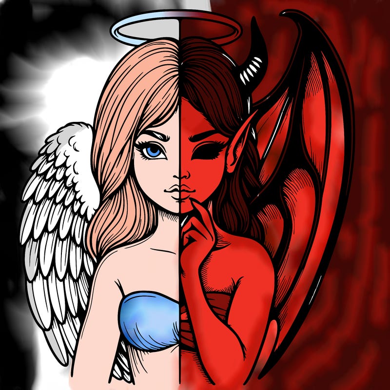 realistic angel half demon