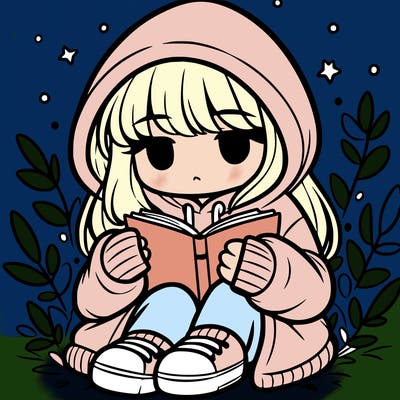 girl in oversized hoodie reading a book