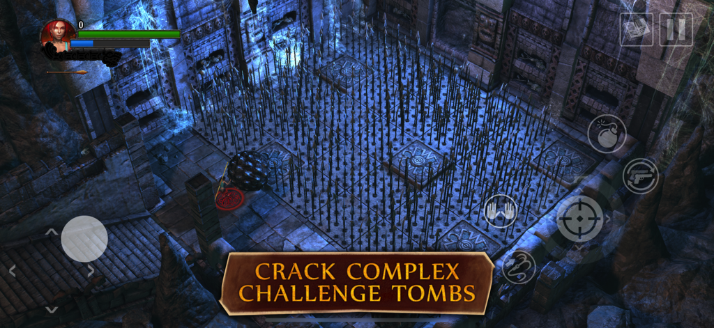 Lara Croft: Guardian of Light - Lara Croft navigating a complex spike trap puzzle in a challenge tomb