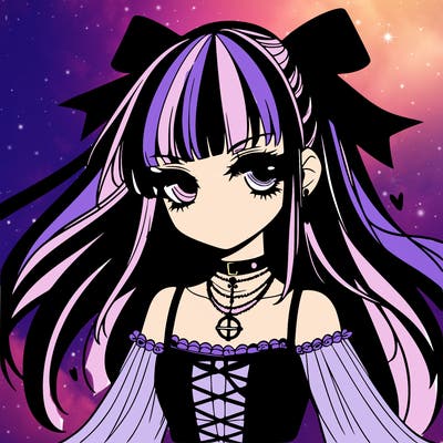 goth anime girl detailed