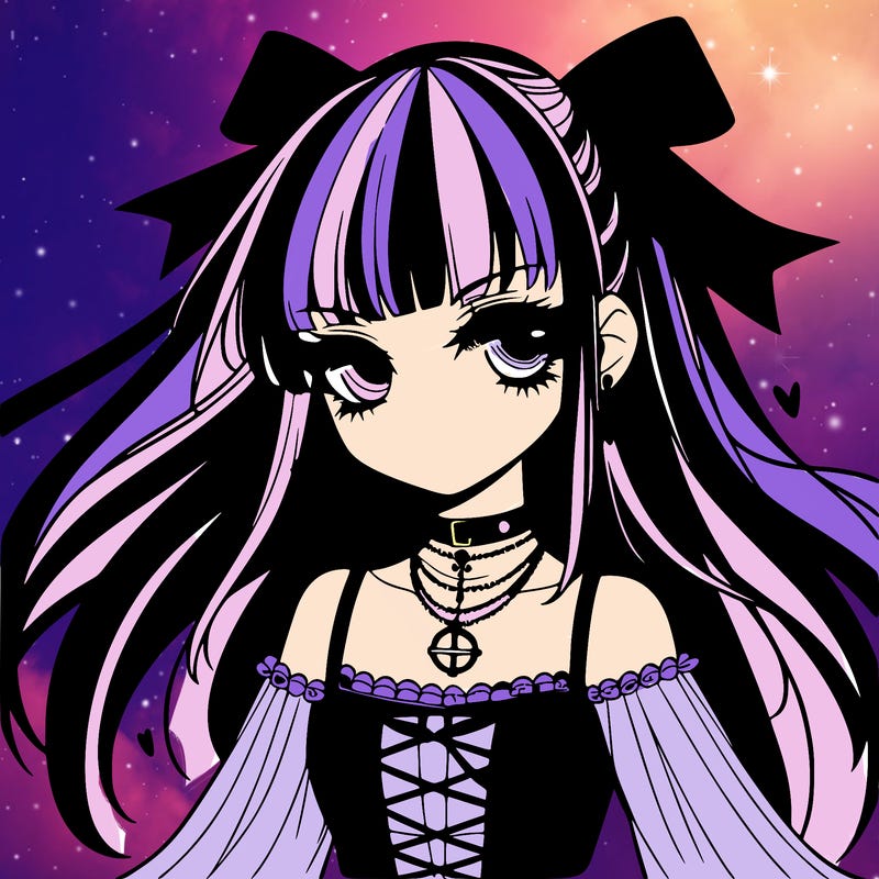 goth anime girl detailed