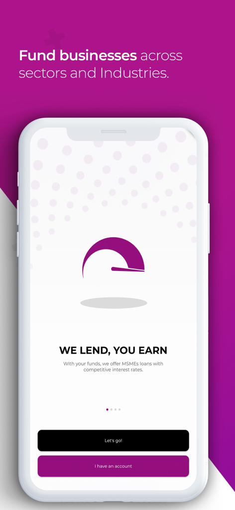 Kiakia P2P - Kiakia P2P app welcome screen explaining business funding and MSME investment opportunities