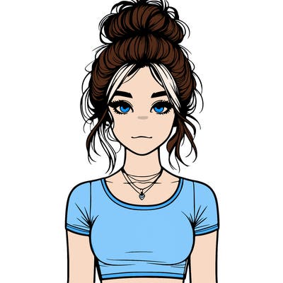 realistic girl with messy bun and croptop