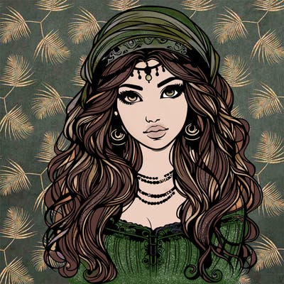 realistic beautiful mysterious gypsy girl