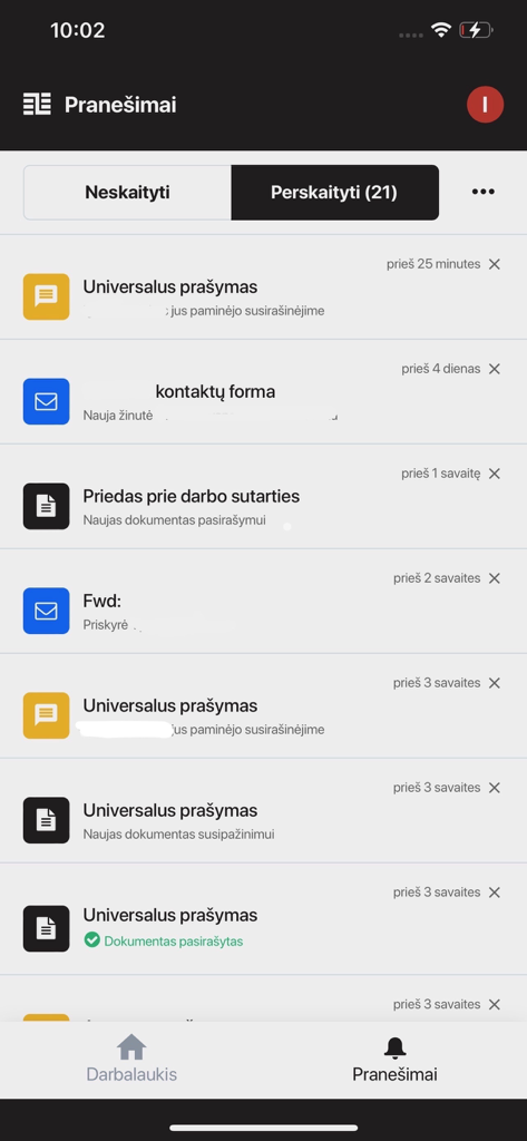 Zebracloud - Zebracloud mobile app interface showing a list of business notifications and document status updates
