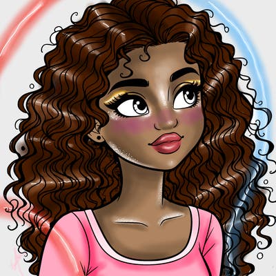 realistic girl with curly hair