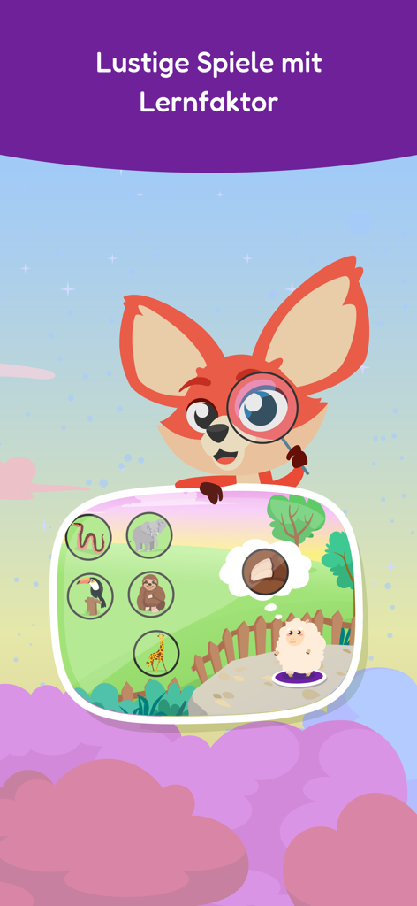 sofatutor KIDS - Educational game for children in the sofatutor KIDS app featuring a fox character and various animals