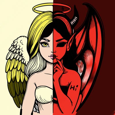 realistic angel half demon