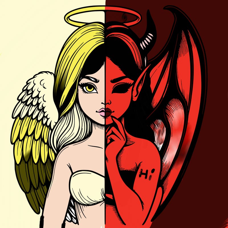 realistic angel half demon