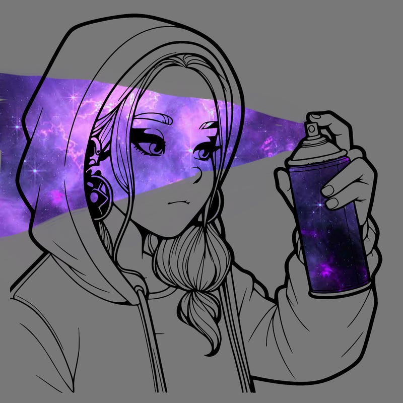 a realistic girl, spray painting