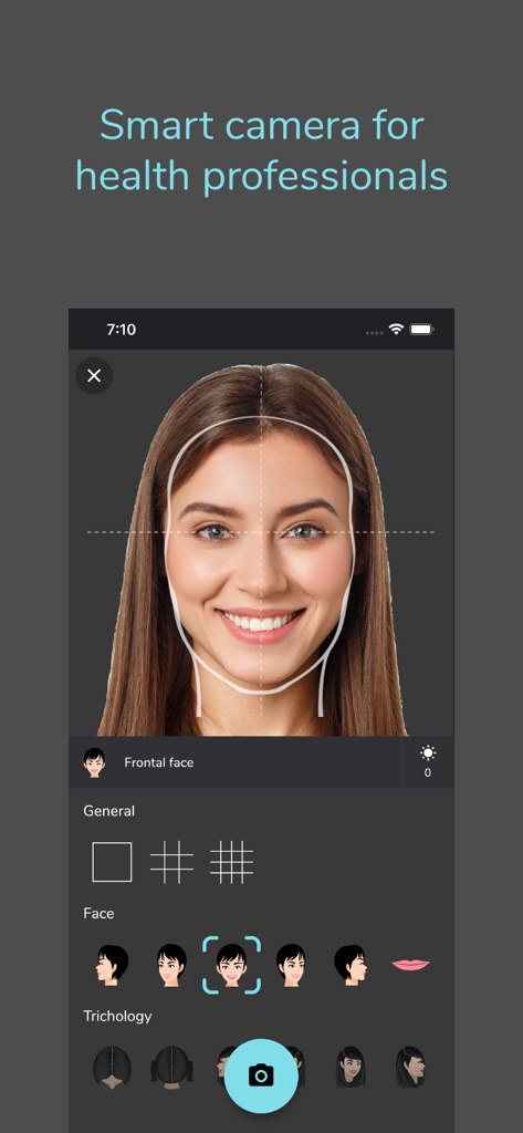 PhotoDoc - PhotoDoc smart camera interface with facial framing templates for medical professionals