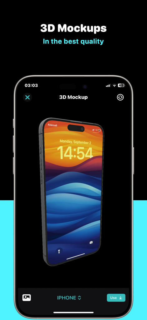 StoreView: App Screenshot Tool - Creación de una maqueta 3D de iPhone en la interfaz de la herramienta de capturas de pantalla de StoreView