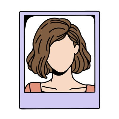 a polaroid portrait of swift's face cut off at the eyes