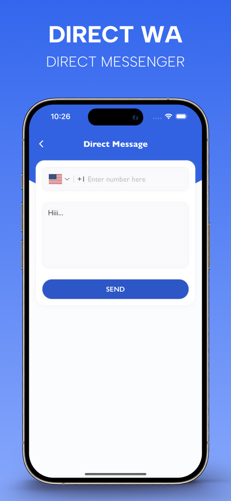 Parallel Space – Dual Accounts - 連絡先を保存せずにメッセージを送信するためのダイレクトメッセージ機能を示すParallel Spaceアプリインターフェイス。