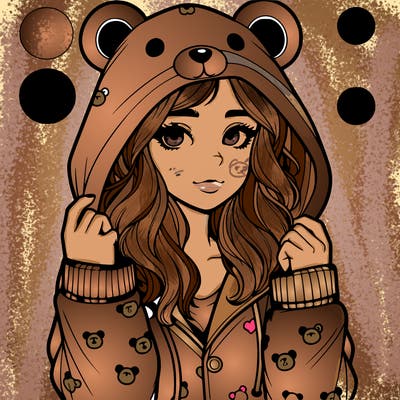 realistic girl in a animal pjs hoodie