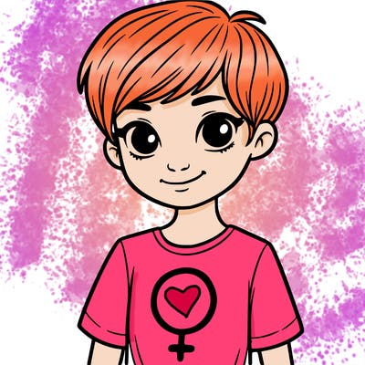 girl with pixie cut and feminist shirt