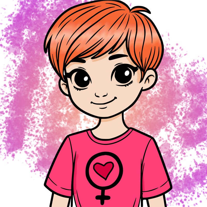 girl with pixie cut and feminist shirt