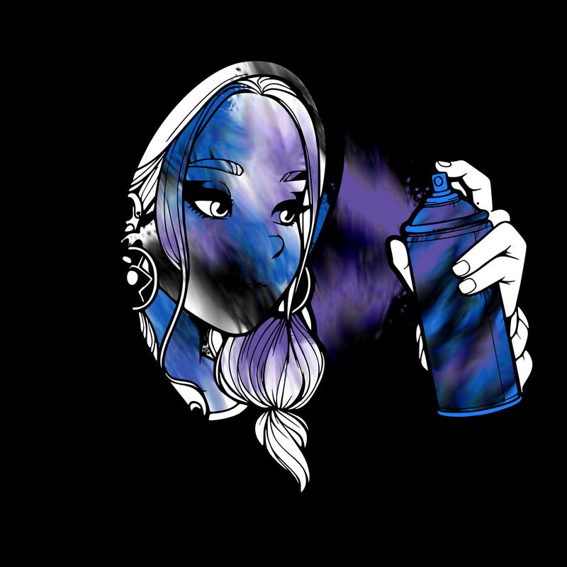 a realistic girl, spray painting