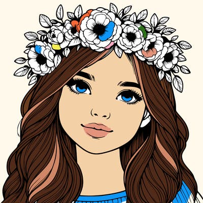 realistic girl with flower crown