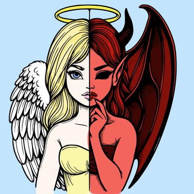 realistic angel half demon