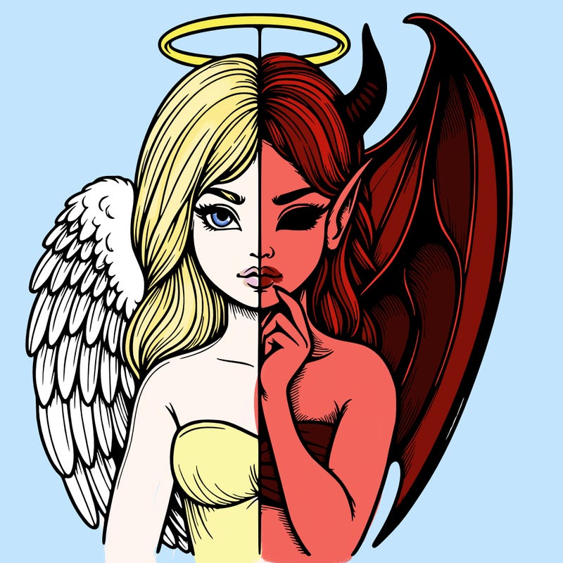 realistic angel half demon