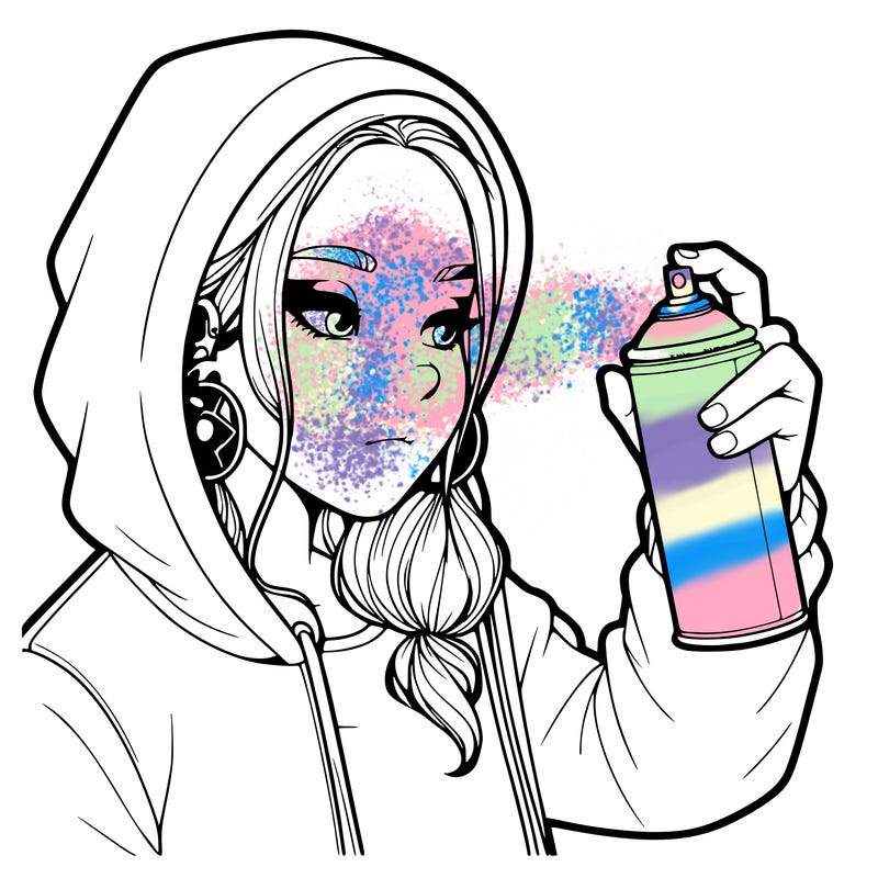 a realistic girl, spray painting