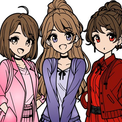 3 teenage anime girls