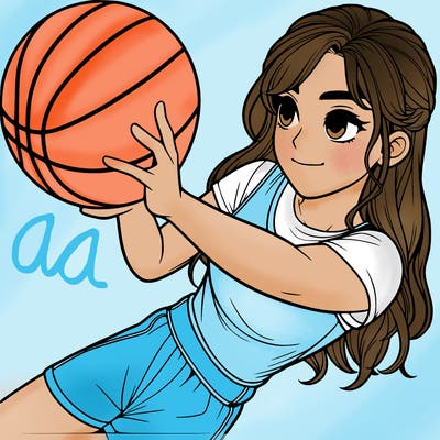 realistic girl playing basketball