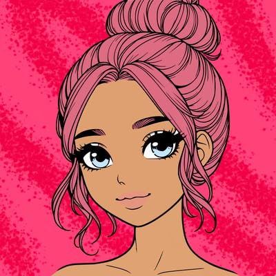 realistic pretty girl with hair in bun