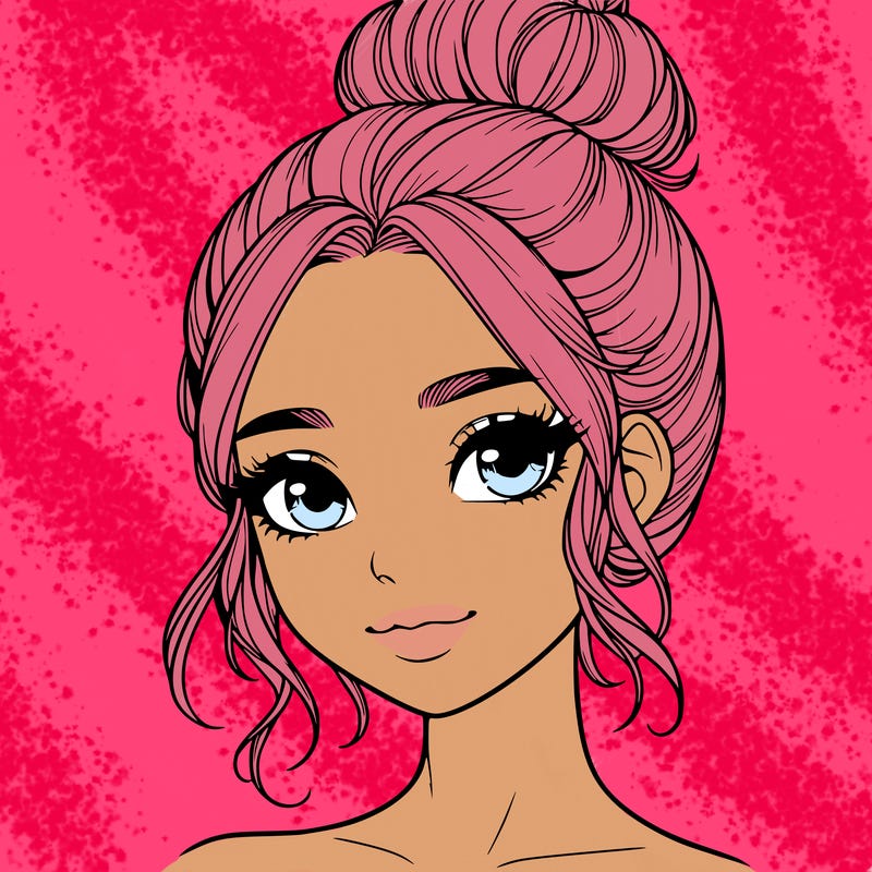 realistic pretty girl with hair in bun