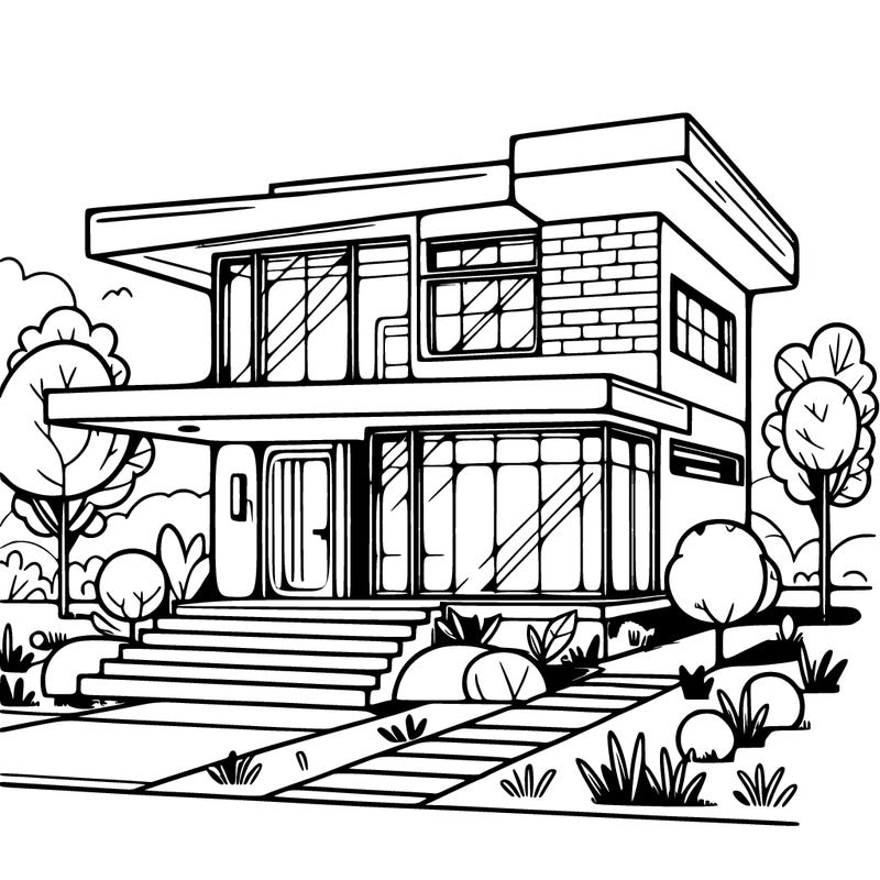 modern house with very nice grass