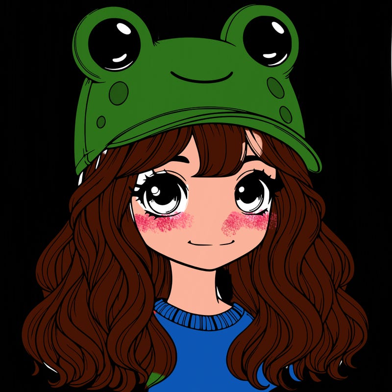 realistic girl in a frog hat