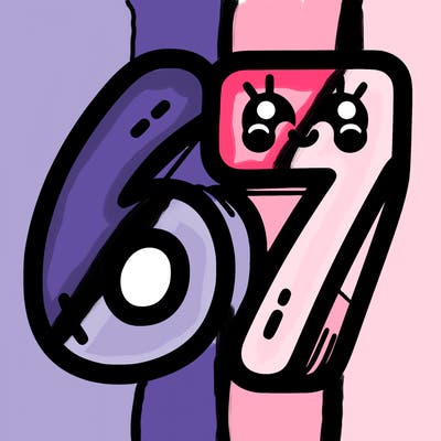 the numbers 67