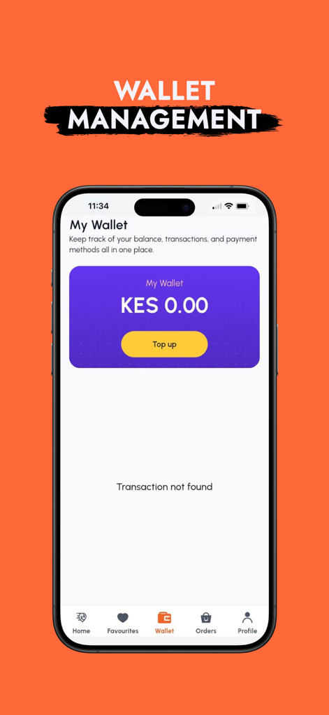 The Menu Hub - Interface da carteira do aplicativo móvel The Menu Hub mostrando saldo e recurso de recarga.