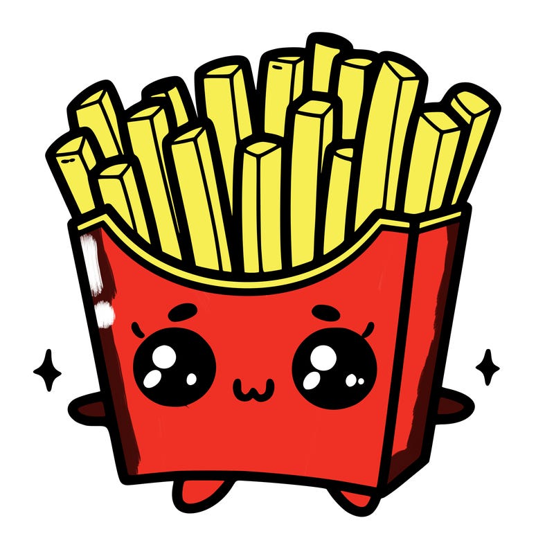 a cute. french fries