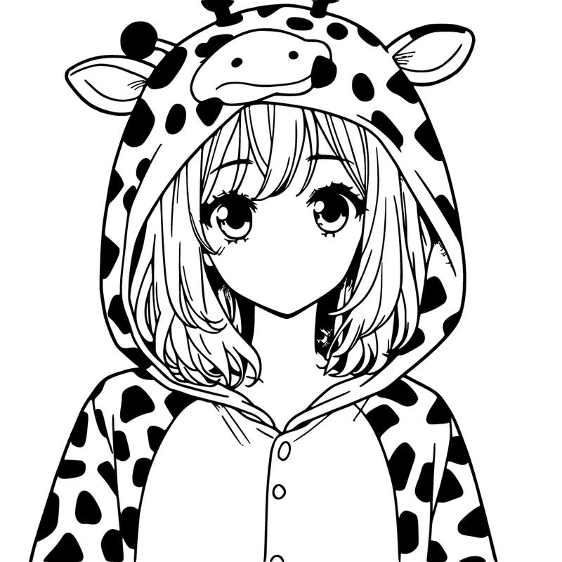 manga girl in giraffe onesie
