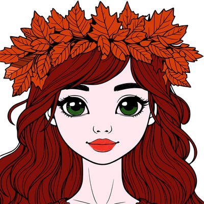 realistic girl with fall leaf crown
