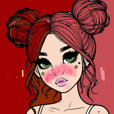 realistic girl with space buns