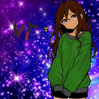 manga teen girl  in a sweater and baggy pants