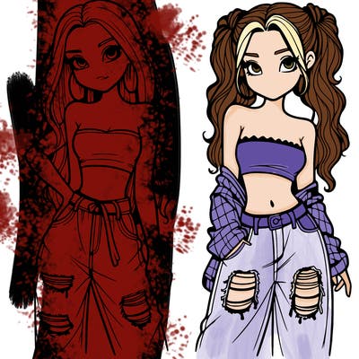 2 girls in crop tops and baggy jeans ripped