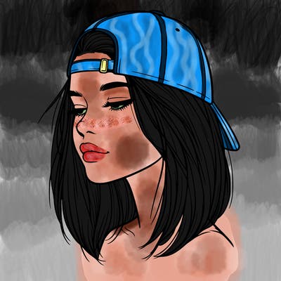 realistic  girl with a backwards hat