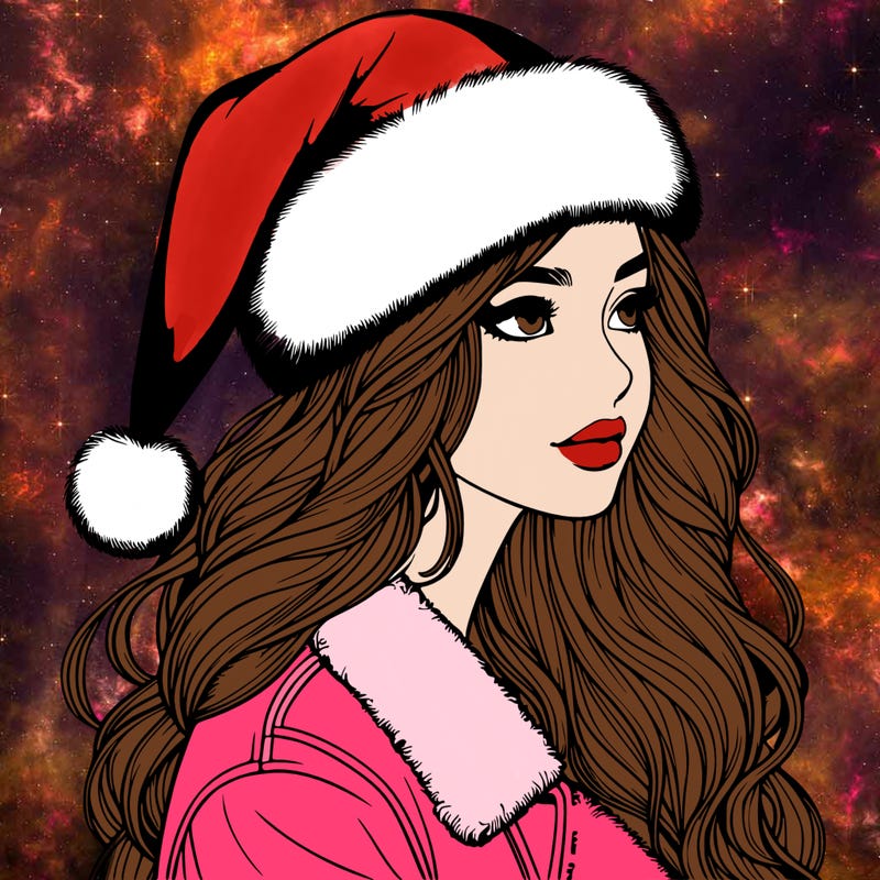realistic girl in santa hat