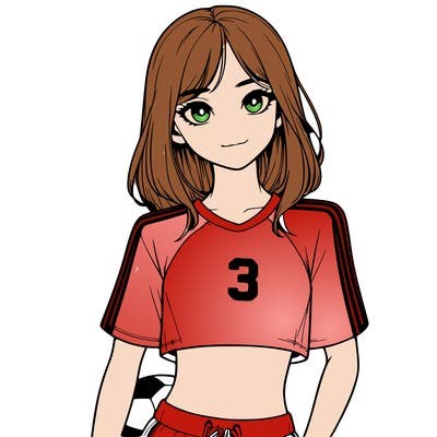 realistic girl wearing soccer jersey