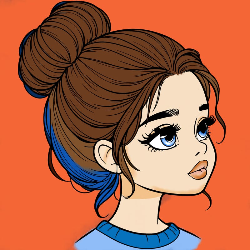 realistic girl with bun
