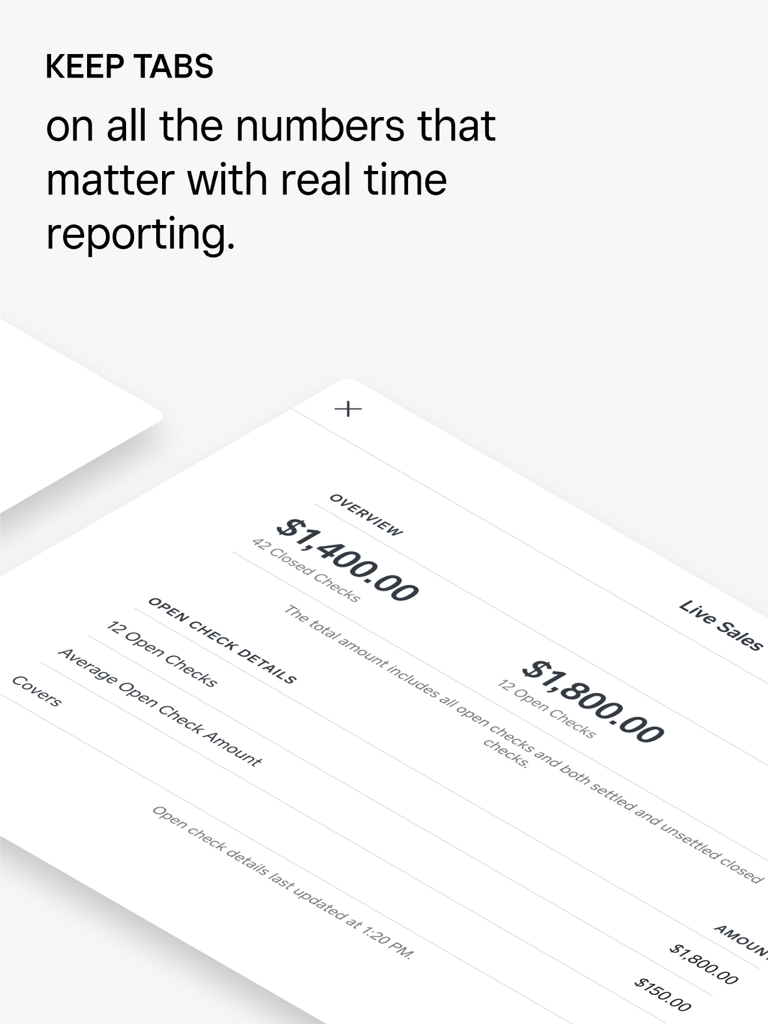 Square - Restaurants POS - Painel de vendas ao vivo mostrando contas fechadas e abertas no PDV Square para Restaurantes