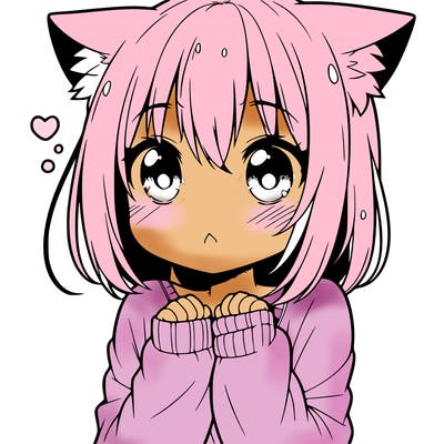 shy anime catgirl