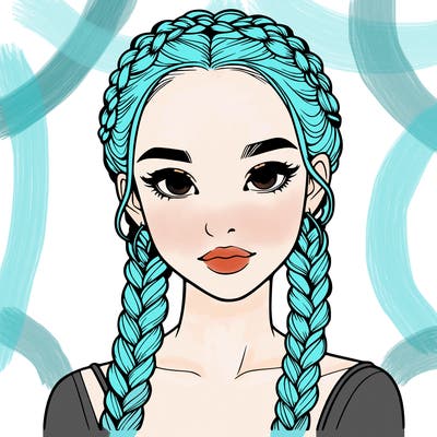 realistic girl with braids